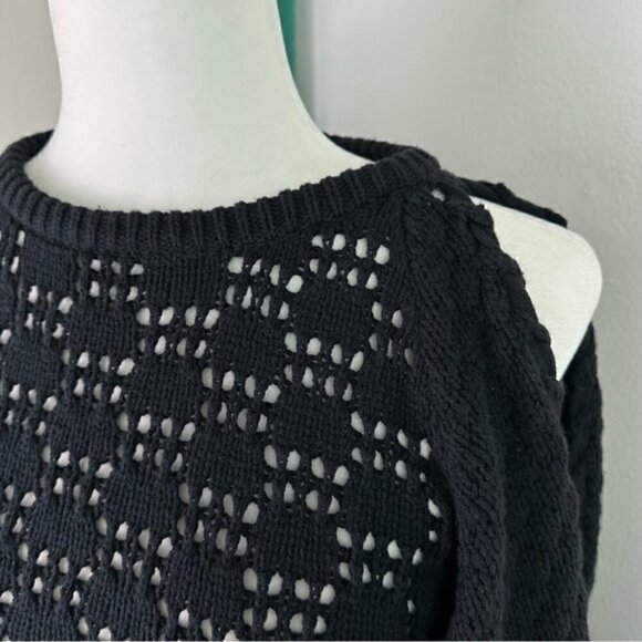 FARM Knit Crochet Cold Shoulder Long Sleeve Sweater Size small/P - Picture 2 of 7